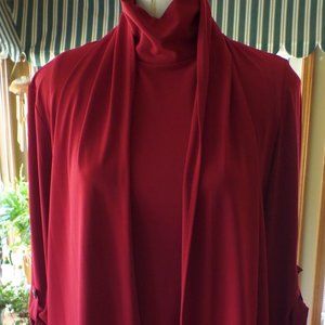 Renuar Matching 2 PC Open Front Cardigan & Shell Twin Set Ruby Red Med New